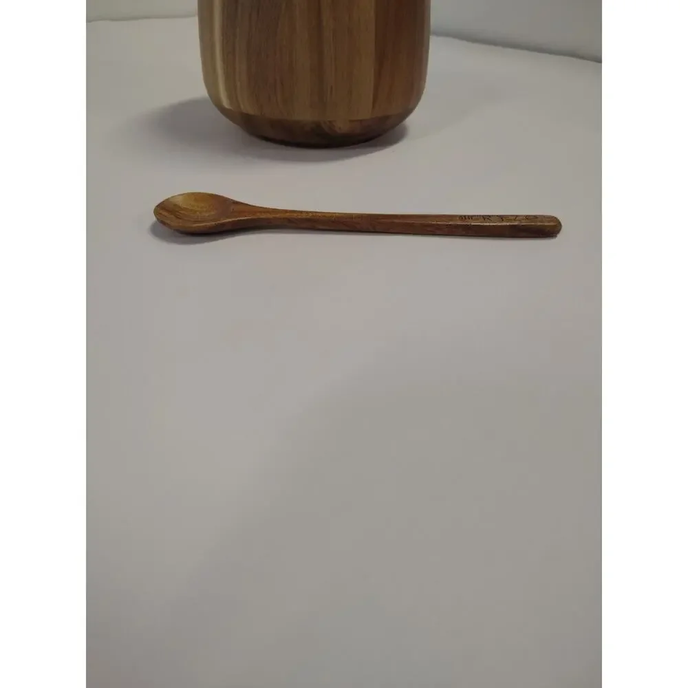 RYZE Mushroom Coffee Wooden Storage Container w/ Stir Stick NEW Acacia Wood
